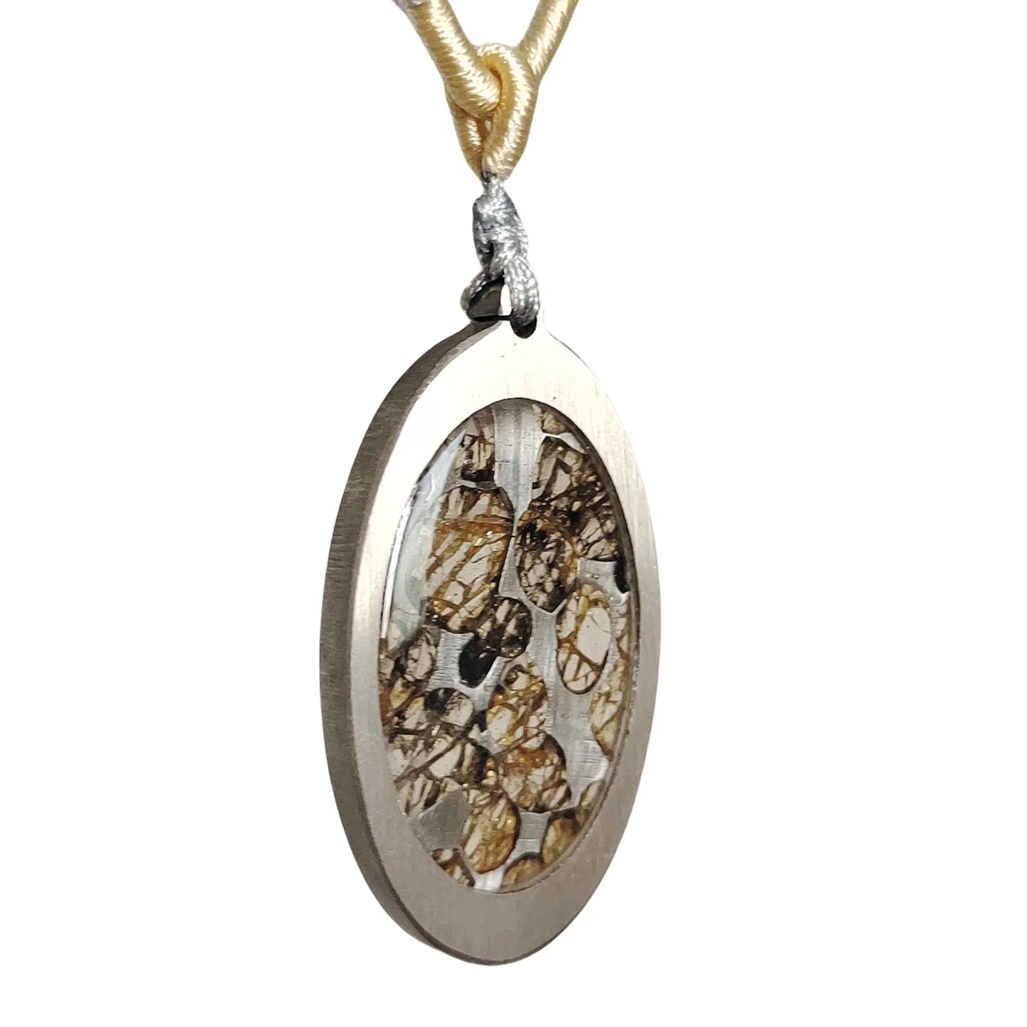 Brenham Meteorite Pendant Natural olive meteorite Titanium Alloy necklace Jewelry material Specimen Titanium Alloy Pendant - LK042