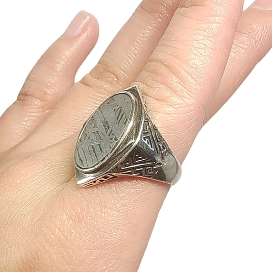 8g Muonionalusta meteorite S925 Silver Ring Natural iron meteorite pendant MeteoriteHandmade jewelry Silver Ring --K32