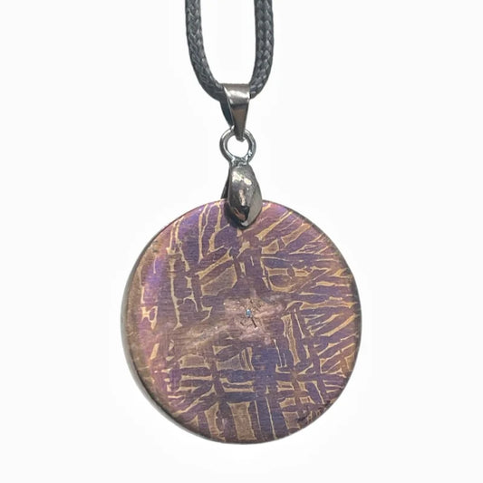 Collector Grade Muonionalusta Meteorite Tempered Round Pendant  Premium Swedish Cosmic Art  LK427