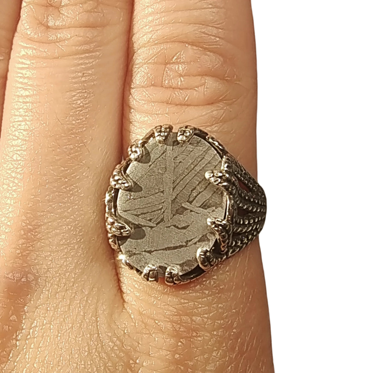 7.6g Muonionalusta meteorite S925 Silver Ring Natural iron meteorite pendant MeteoriteHandmade jewelry Silver Ring --K37