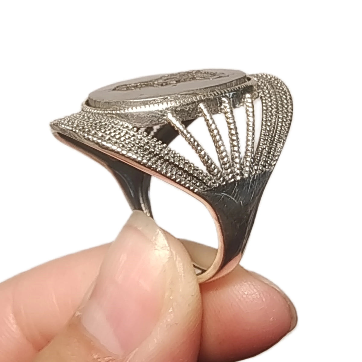 9.8g Muonionalusta meteorite S925 Silver Ring Natural iron meteorite pendant MeteoriteHandmade jewelry Silver Ring --K26