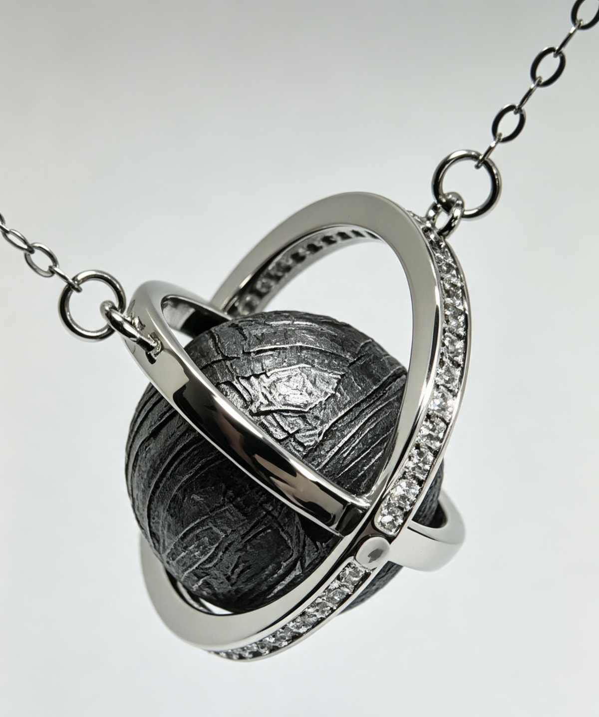 Saturn Meteorite Necklace — Genuine Iron Meteorite Planet Pendant