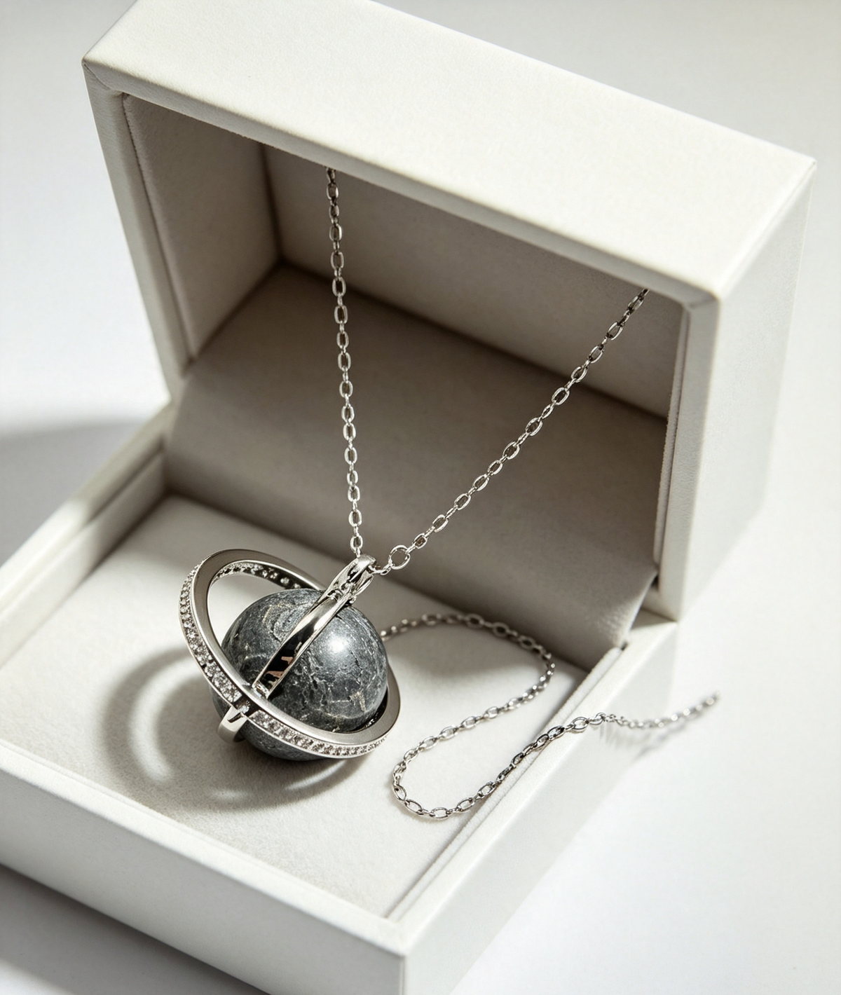 Saturn Meteorite Necklace — Genuine Iron Meteorite Planet Pendant