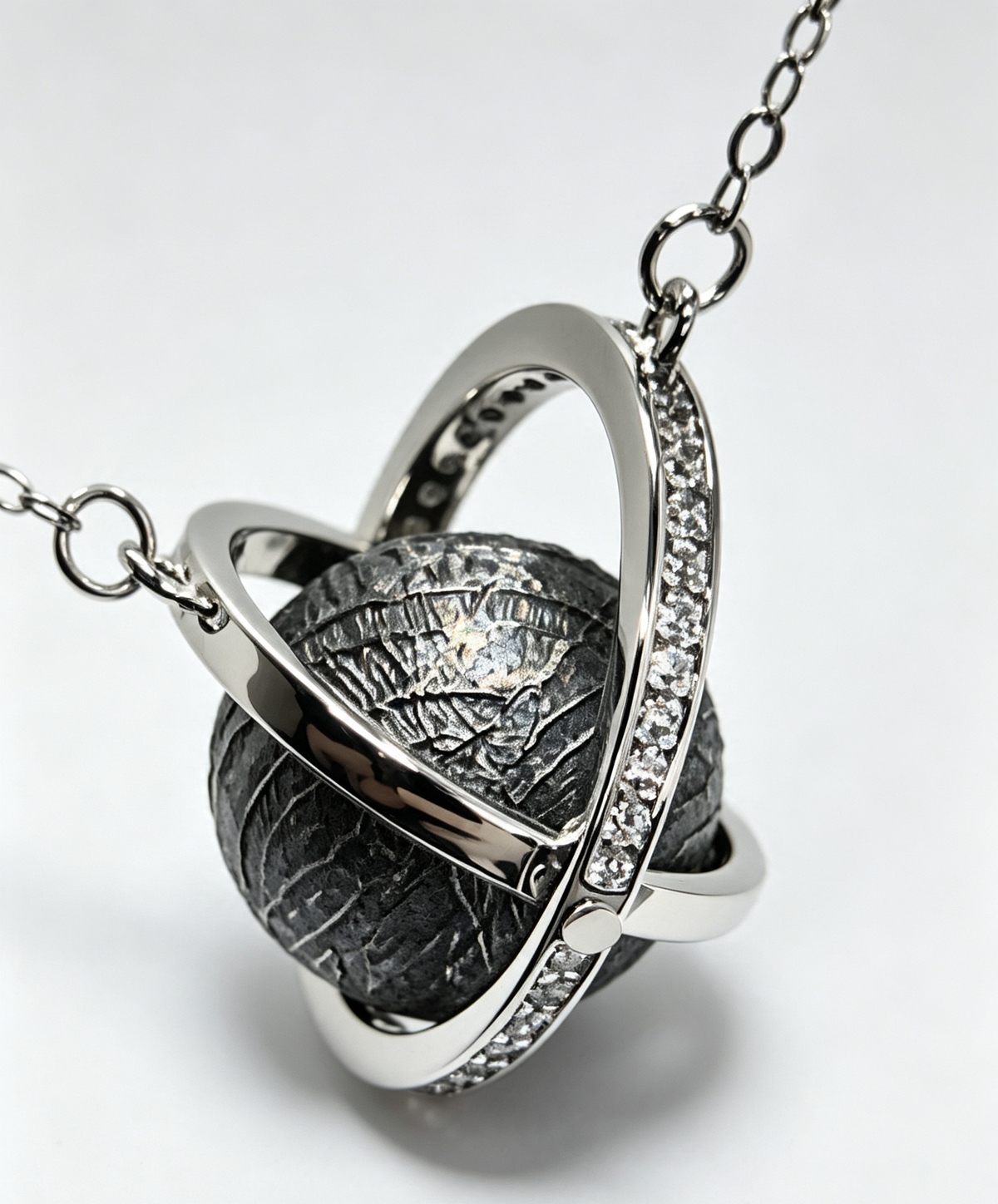 Saturn Meteorite Necklace — Genuine Iron Meteorite Planet Pendant