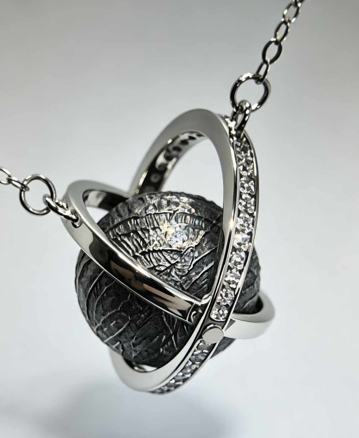 Saturn Meteorite Necklace — Genuine Iron Meteorite Planet Pendant