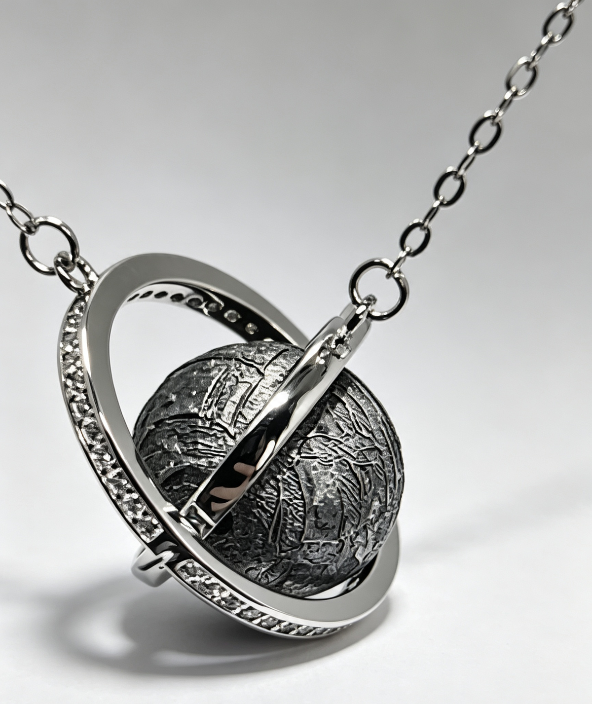Saturn Meteorite Necklace — Genuine Iron Meteorite Planet Pendant