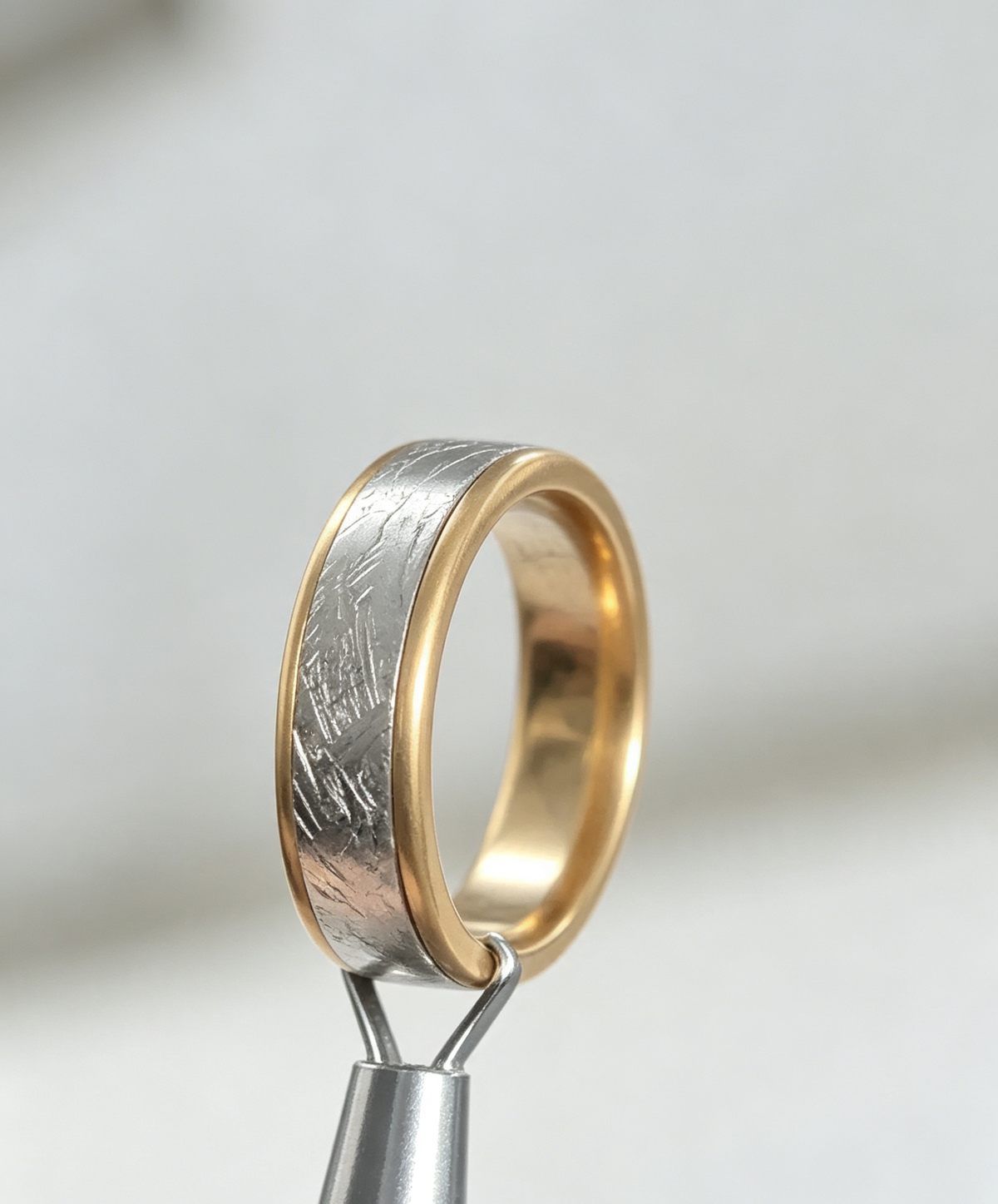 14K Gold-Plated Meteorite Ring — Genuine Iron Meteorite Band