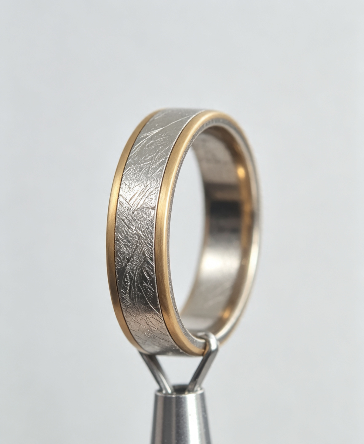 14K Gold-Plated Meteorite Ring — Genuine Iron Meteorite Band