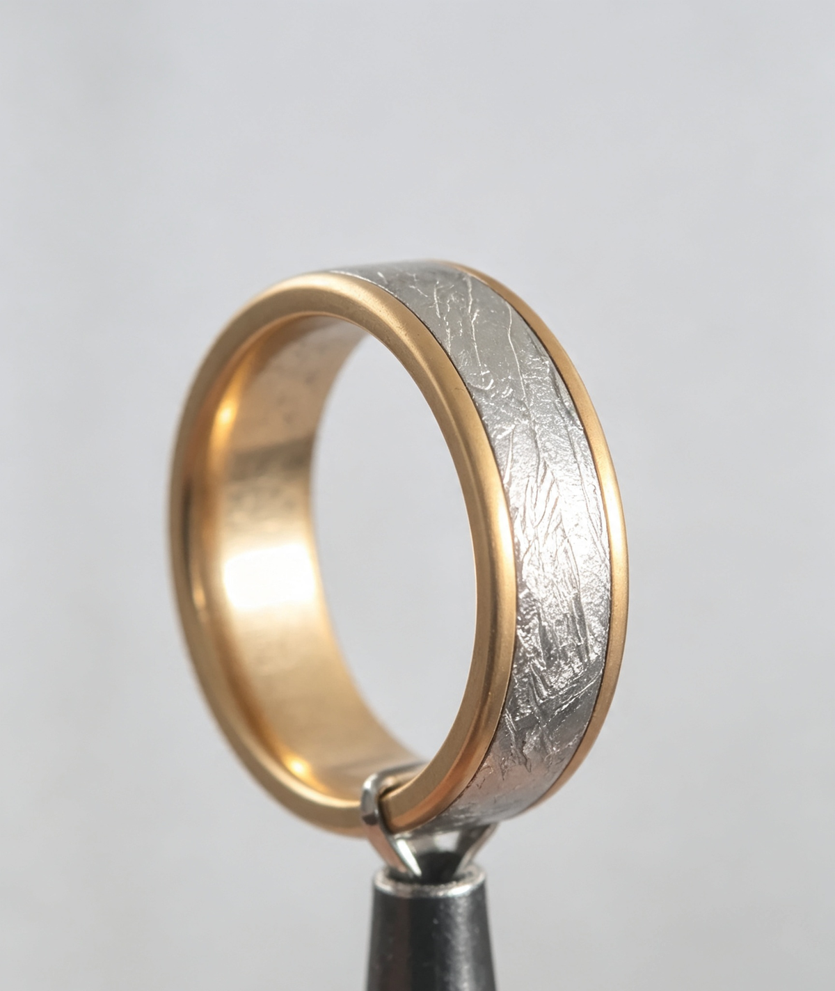 14K Gold-Plated Meteorite Ring — Genuine Iron Meteorite Band