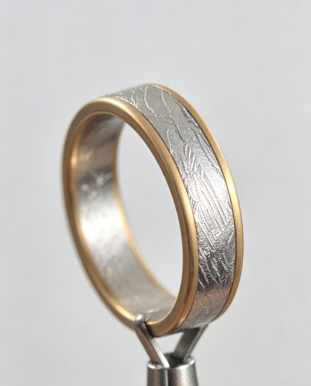 14K Gold-Plated Meteorite Ring — Genuine Iron Meteorite Band