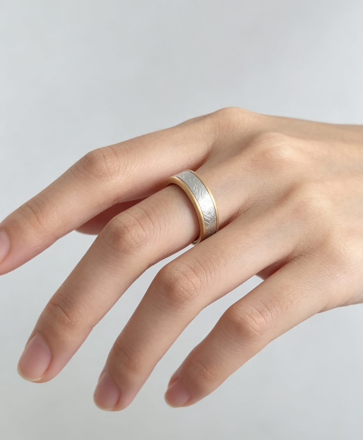 14K Gold-Plated Meteorite Ring — Genuine Iron Meteorite Band