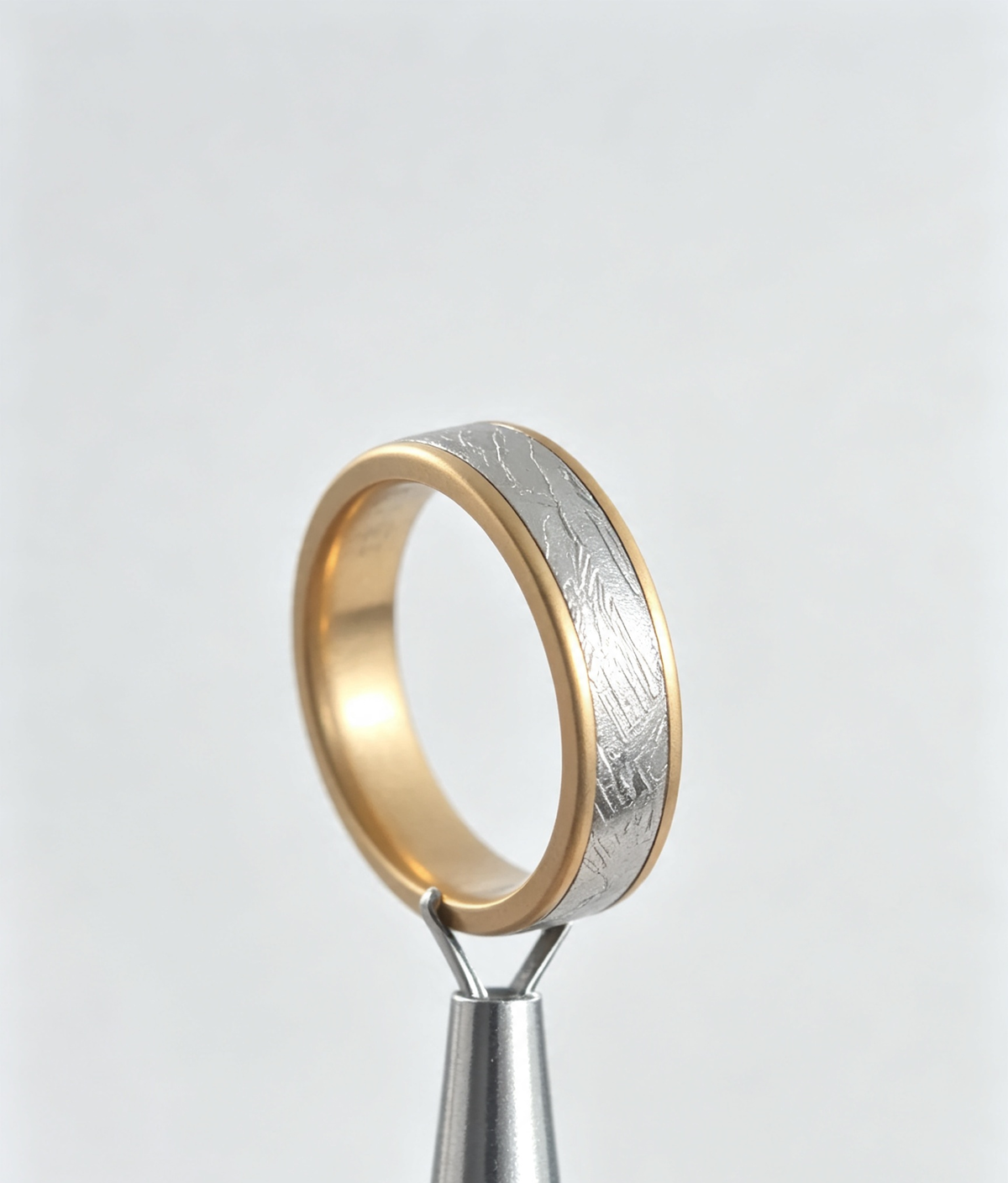 14K Gold-Plated Meteorite Ring — Genuine Iron Meteorite Band