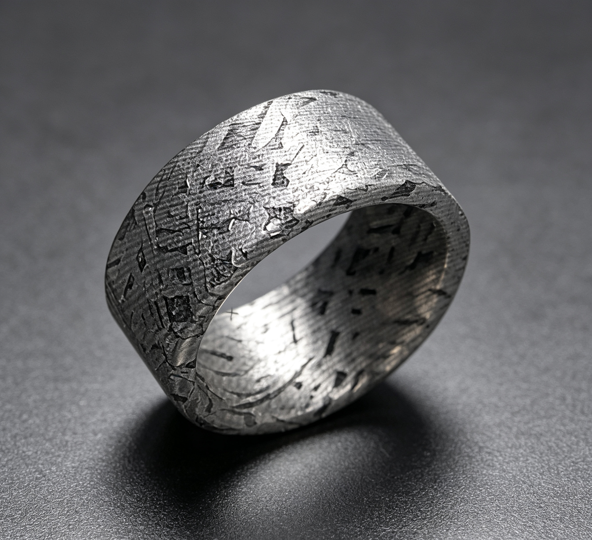 Iron meteorite ring, 10mm wide, custom-made