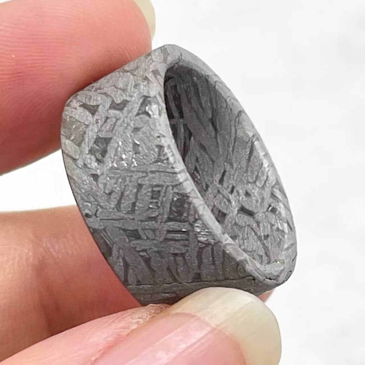 Iron meteorite ring, 10mm wide, custom-made