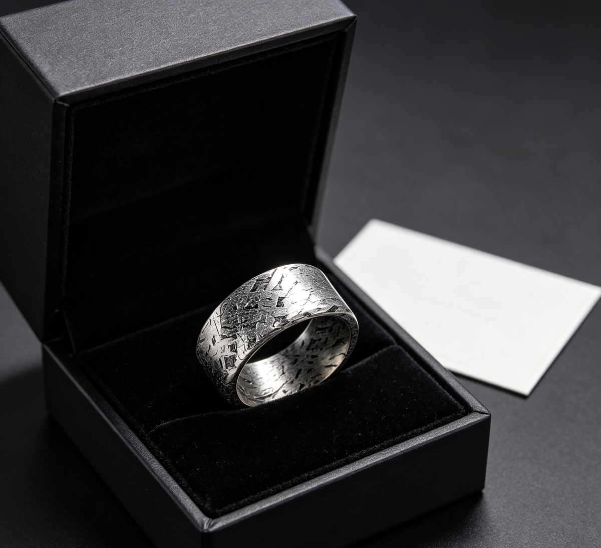 Iron meteorite ring, 10mm wide, custom-made